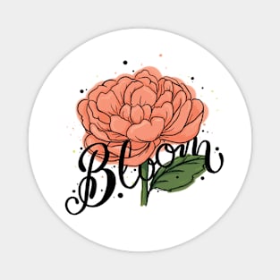Bloom Flower Illustration Lettering Magnet